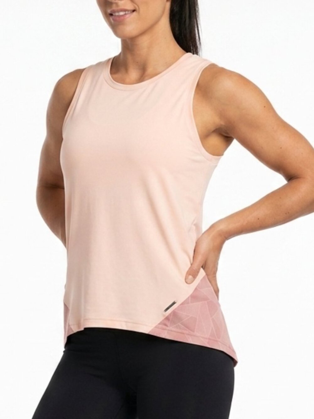 PEARL IZUMI Light Pink Mesh Accent Cross Back Running Tank Top L